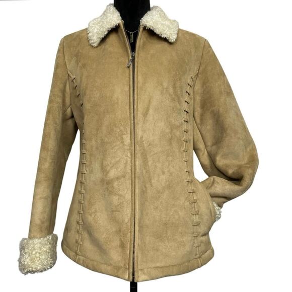 EUC - Liz Claiborne Camel Faux Suede Jacket - Picture 1 of 6